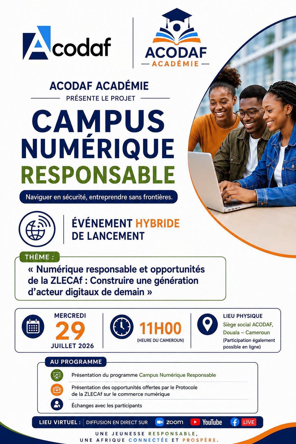 Affiche — Lancement du Campus Numérique Responsable, ACODAF Académie, mercredi 29 juillet 2026